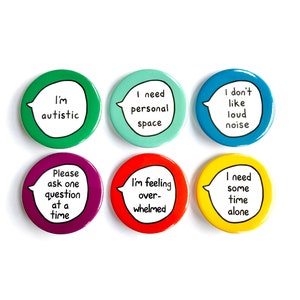 Autism Kit - Set of 6 Pin Badge Buttons