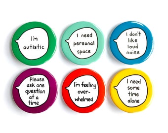 Autism Kit - Set of 6 Pin Badge Buttons