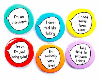 Introvert Kit - Set of 6 Pin Badge Buttons