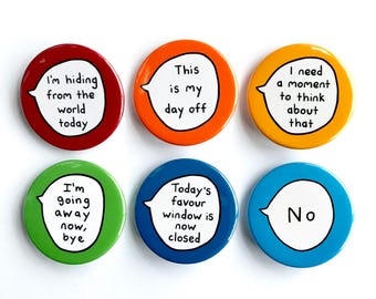 Assertiveness - Set of 6 Pin Badge Buttons