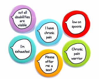 Chronic Pain Kit - Set of 6 Pin Badge Buttons