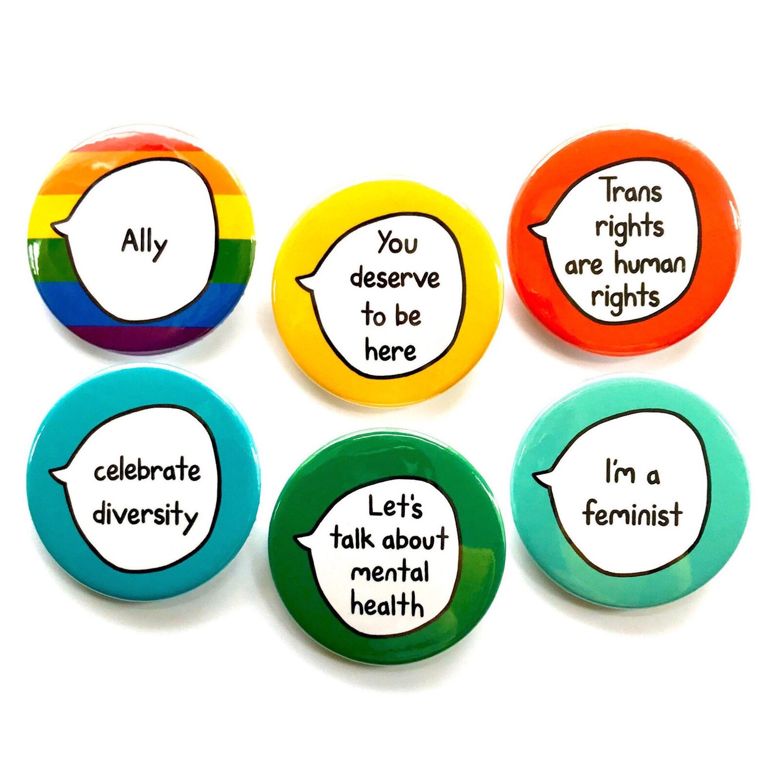 Activist Kit 1 - Set of 6 Activism Ally Pin Badge Buttons - Etsy