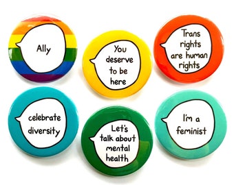 Activist Kit 1 - Set of 6 Activism Ally Pin Badge Buttons