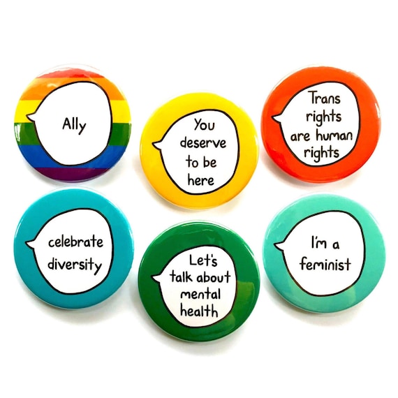 Activist Kit 1 Set of 6 Activism Ally Pin Badge Buttons Etsy UK
