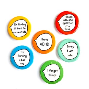 ADHD Kit Set of 6 Pin Badge Buttons image 10