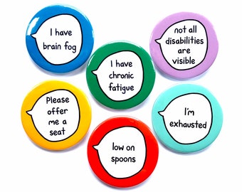 Chronic Fatigue Kit - ME CFS - Set of 6 Pin Badge Buttons