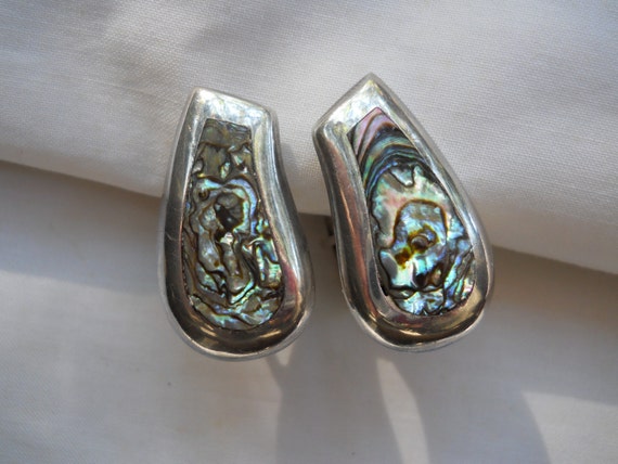Cuff Links Sterling Abalone Taxco - image 1