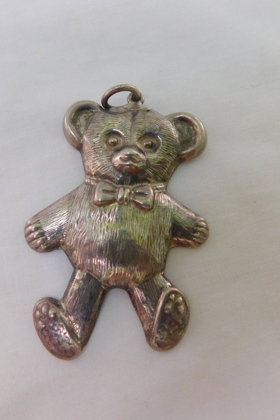 Sterling Silver Teddy Bear Pendant or Ornament