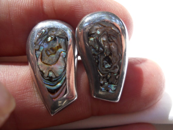 Cuff Links Sterling Abalone Taxco - image 2