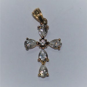 Sterling and Clear Stone Cross Pendant