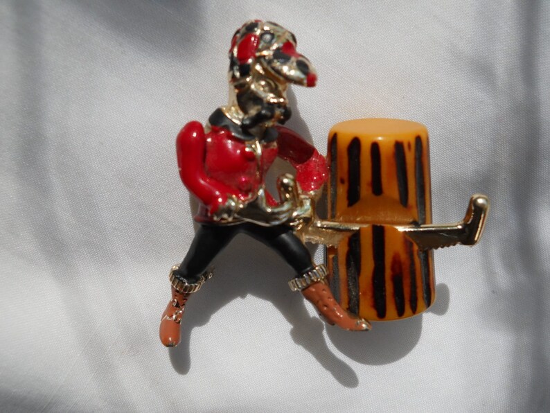 Bakelite Charles F Worth Lumberjack Brooch image 1