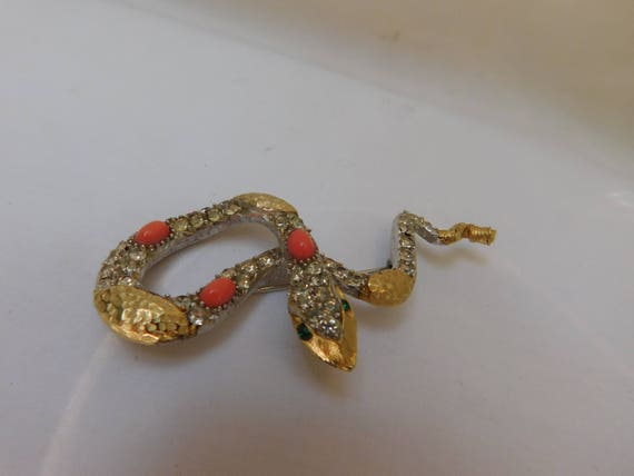 Vintage Snake Rhinestone Pin - image 3