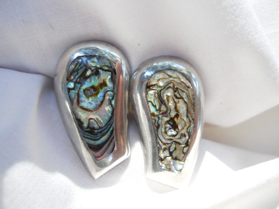 Cuff Links Sterling Abalone Taxco - image 3