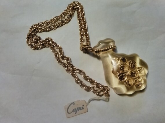 Vintage lucite money bag pendant-Capri lucite pend