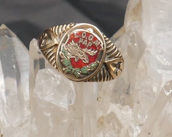 Loyal Order of Moose 10k Enamel Ring Size 10.75