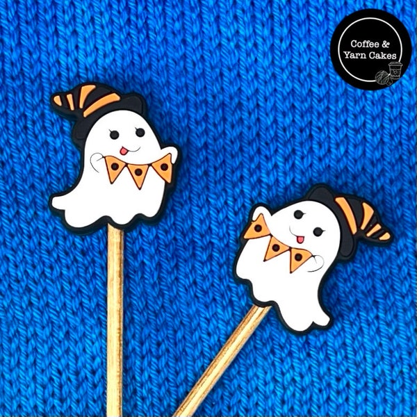 Halloween Ghost Spooky Stitch Stoppers Knitting Needle Point Protectors 1 Pair