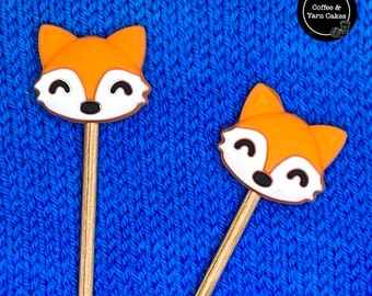 Fabulous Fox Stitch Stoppers Knitting Needle Point Protectors 1 Pair