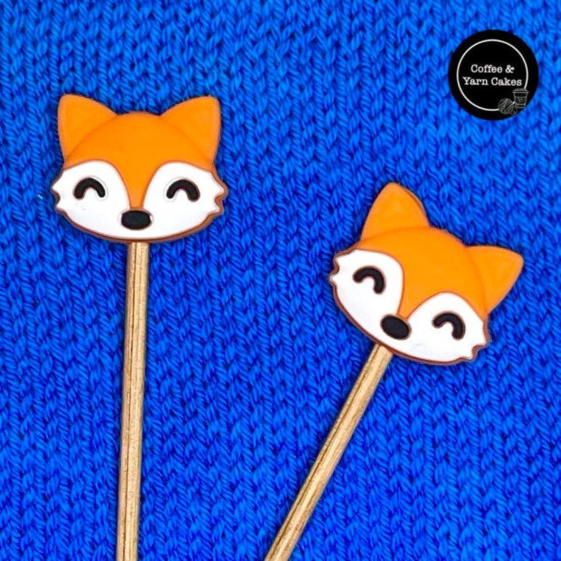 Fabulous Fox Stitch Stoppers Knitting Needle Point Protectors 1 Pair image 1