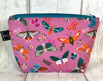 Beautiful Butterflies Zipped Wedge Project Bag - Small Sock Size - Knitting Crochet Crafts