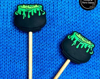 Witches Cauldron Halloween Stitch Stoppers Knitting Needle Point Protectors 1 Pair