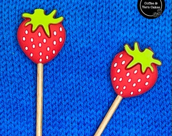 Scrumptious Strawberry Stitch Stoppers Knitting Needle Point Protectors 1 Pair