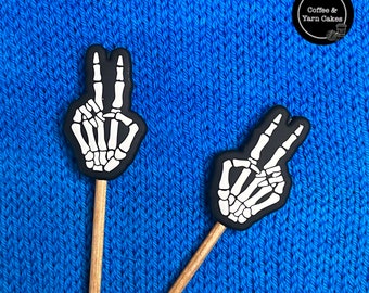 Spooky Skeleton Hands Halloween Stitch Stoppers Knitting Needle Point Protectors 1 Pair