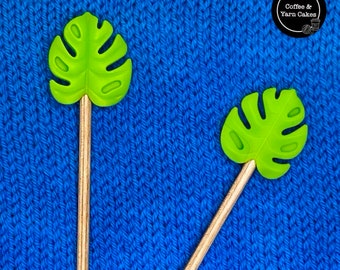 Magnificent Monstera Cheese Plant Stitch Stoppers Knitting Needle Point Protectors 1 Pair