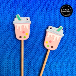 Bouchons de point rose Boba Bubble Tea Protège-points pour aiguilles à tricoter 1 paire
