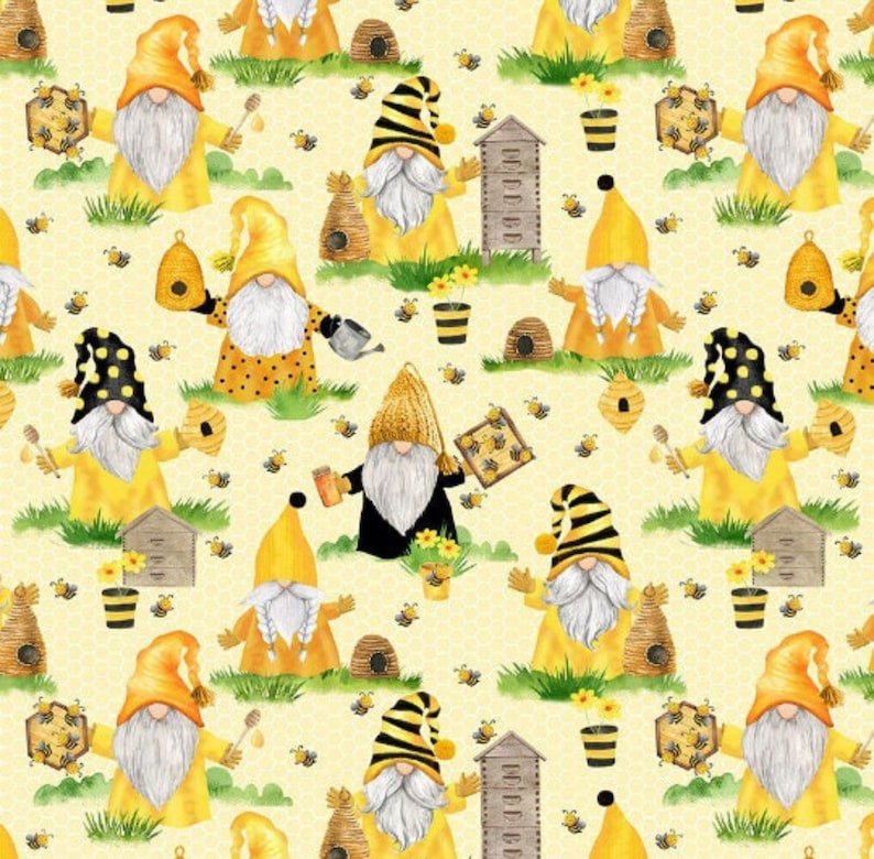Beekeeper Gnomes Home is Where My Honey Is Bees Gonk Zipped Project Bag Large Size Knitting Crochet Crafts image 4
