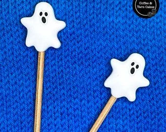 Haunting Ghosts Halloween Stitch Stoppers Knitting Needle Point Protectors 1 Pair