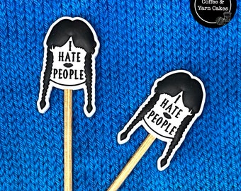 I Hate People Wednesday Stitch Stoppers Knitting Needle Point Protectors 1 Pair