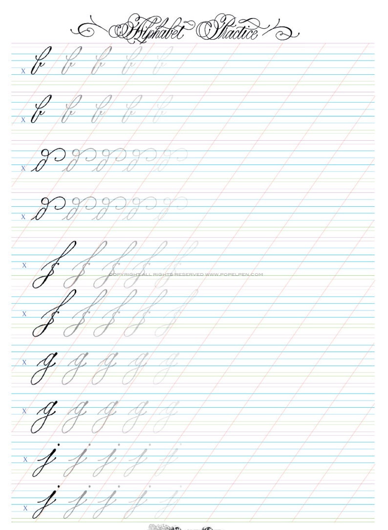 calligraphy font download practice sheets italic hand