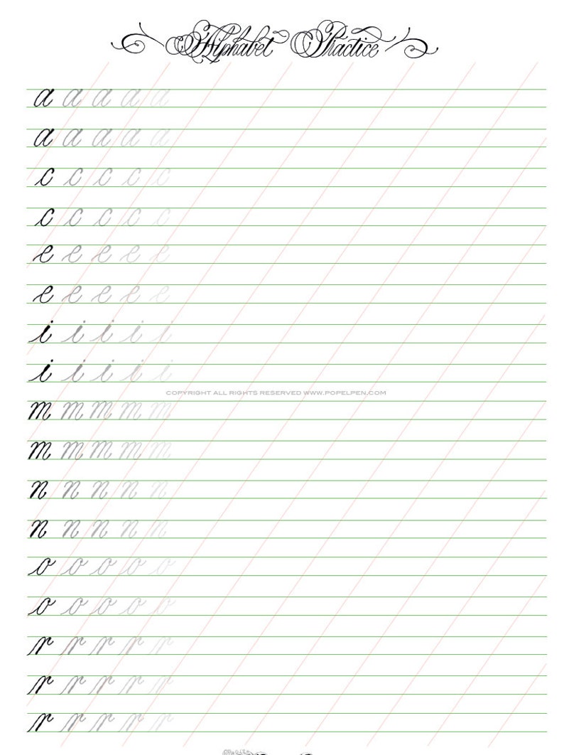 Free Printable Italic Calligraphy Worksheets