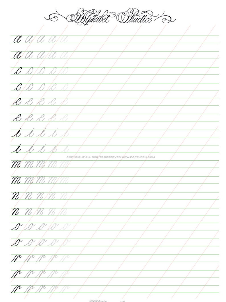 Printable Calligraphy Practice Sheets Portal Tutorials