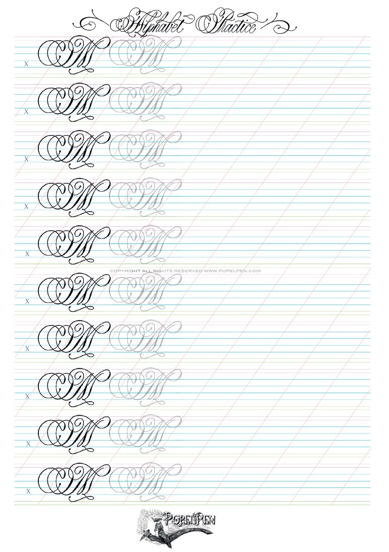 Calligraphy font download practice sheets Italic Hand learn | Etsy