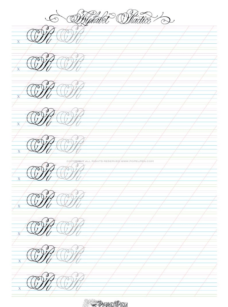 calligraphy font download practice sheets italic hand learn etsy