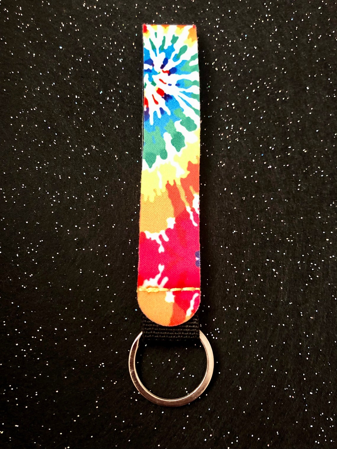 Tiedye rainbow keychain fob wristlet keychain unisex gifts Etsy