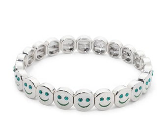 Beaded bracelet,  silver charm bracelet,  fun happy bracelet,  fun jewelry, good luck, women's bracelets