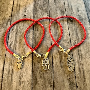 Hamsa hand red braided bracelet, Hamsa, protection jewelry, lucky charms, gifts, unisex bracelet