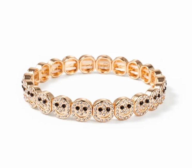 Beaded bracelet, silver charm bracelet, fun happy bracelet, fun jewelry, good luck, women's bracelets Gold sparkle