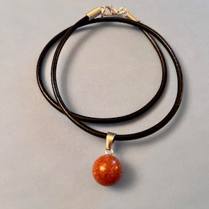 Brown sandstone necklace, brown sandstone ball necklace, sandstone jewelry, unisex necklace
