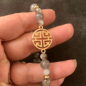 Beaded bracelet, gray natural stone jewelry, women’s bracelet, gifts