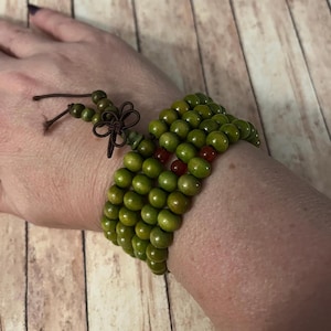 Buddhist prayer bracelet, sandalwood wrap bracelet, unisex jewelry, stretch bracelet, gifts