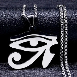 Eye of Horus necklace, silver metal charm, Egyptian Eye necklaces, jewelry gifts, men’s necklace