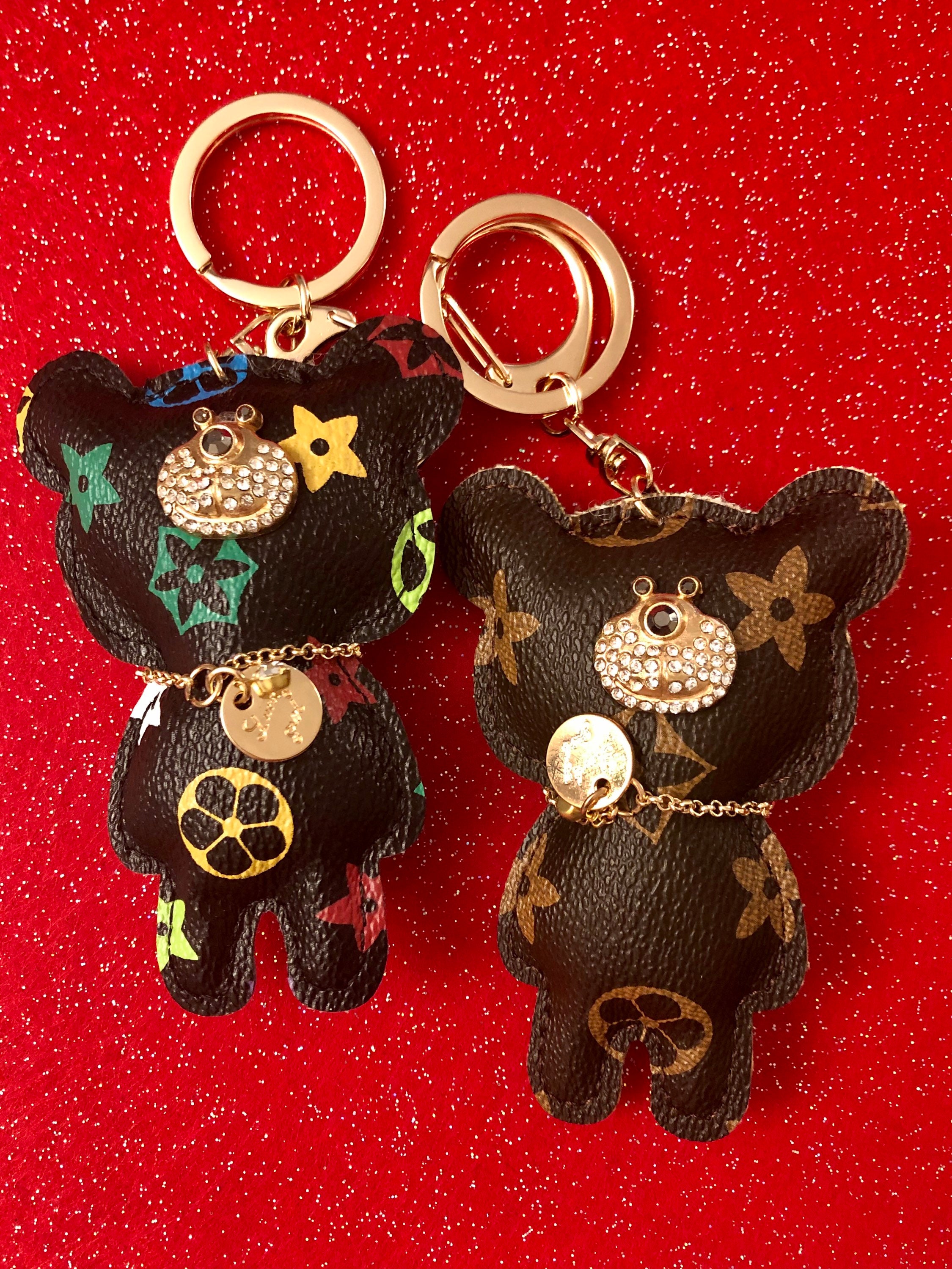 TheCharmingEye Flower Bear Keychain, Flower Designer Purse Charms, Bear Purse Charm Keychains, Gifts, Adorable Bears