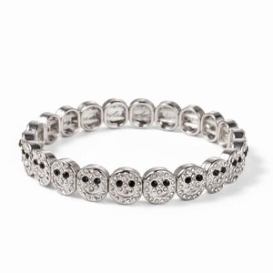 Beaded bracelet, silver charm bracelet, fun happy bracelet, fun jewelry, good luck, women's bracelets Silver sparkle