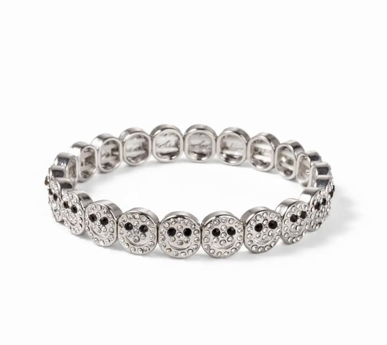 Beaded bracelet, silver charm bracelet, fun happy bracelet, fun jewelry, good luck, women's bracelets Silver sparkle