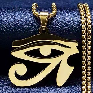 Eye of Horus necklace, gold metal charm, Egyptian Eye necklaces, jewelry gifts, men’s necklace