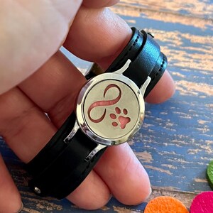 Essential Oil Diffuser Bracelet: Black Buckle Strap, Aromatherapy Jewelry