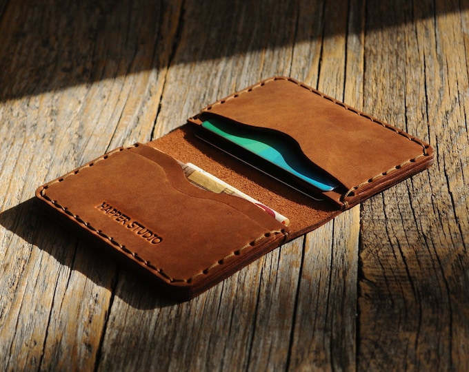 Professionally Hand Stitched Wallet. Leather Purse Pouch. Credit Card Holder. Pockets for Cash or ID. FREE Personalization